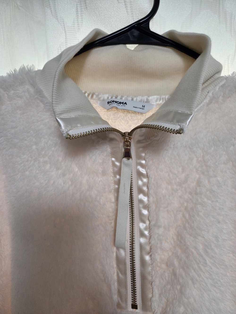 Cozy Half-Zip Sherpa Pullover Sweater - Cream - Picture 2 of 4